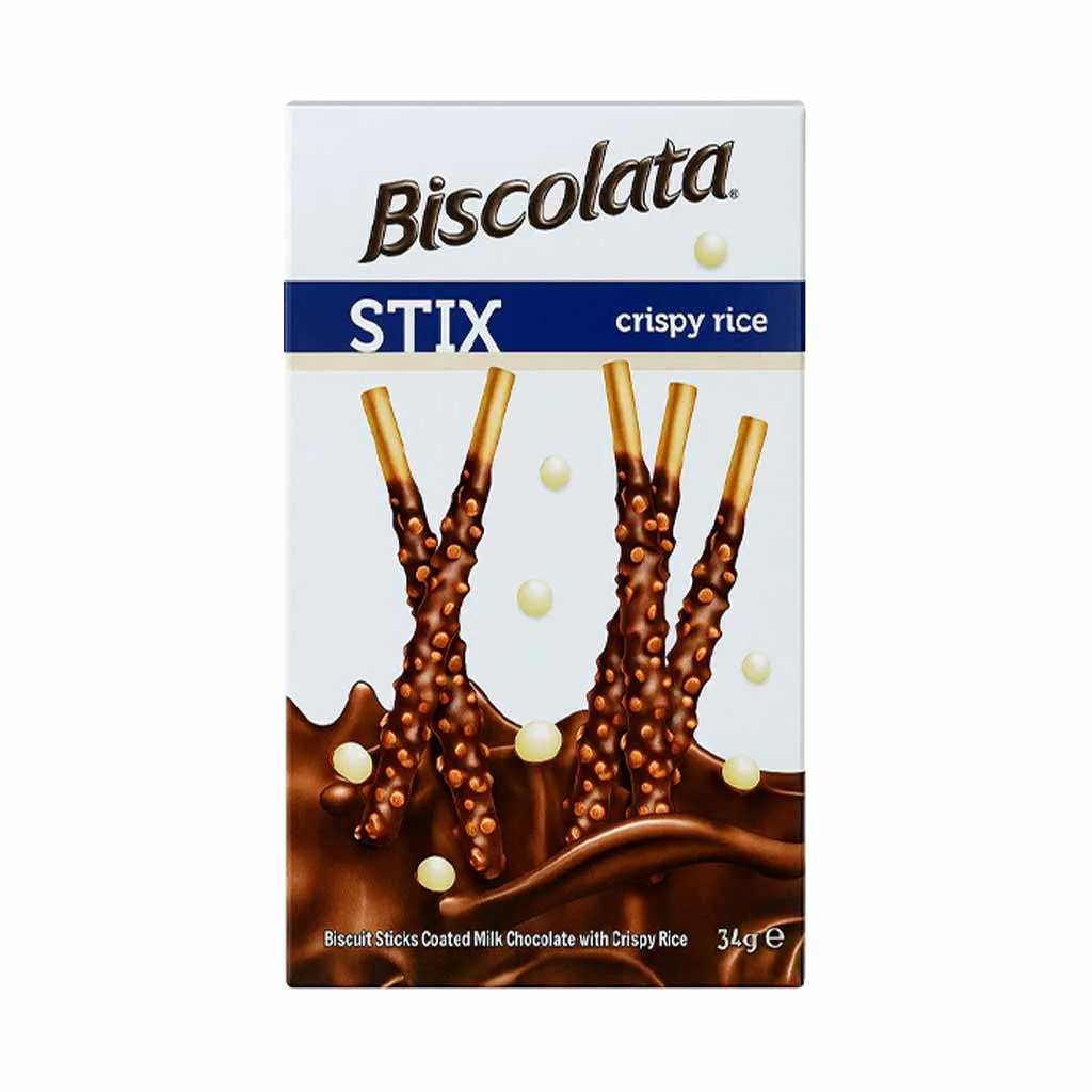 چوب شکلاتی برنجی بیسکولاتا 40 گرم | Biscolata Crispy Rice Stix 1 چوب شکلاتی برنجی بیسکولاتا 40 گرم