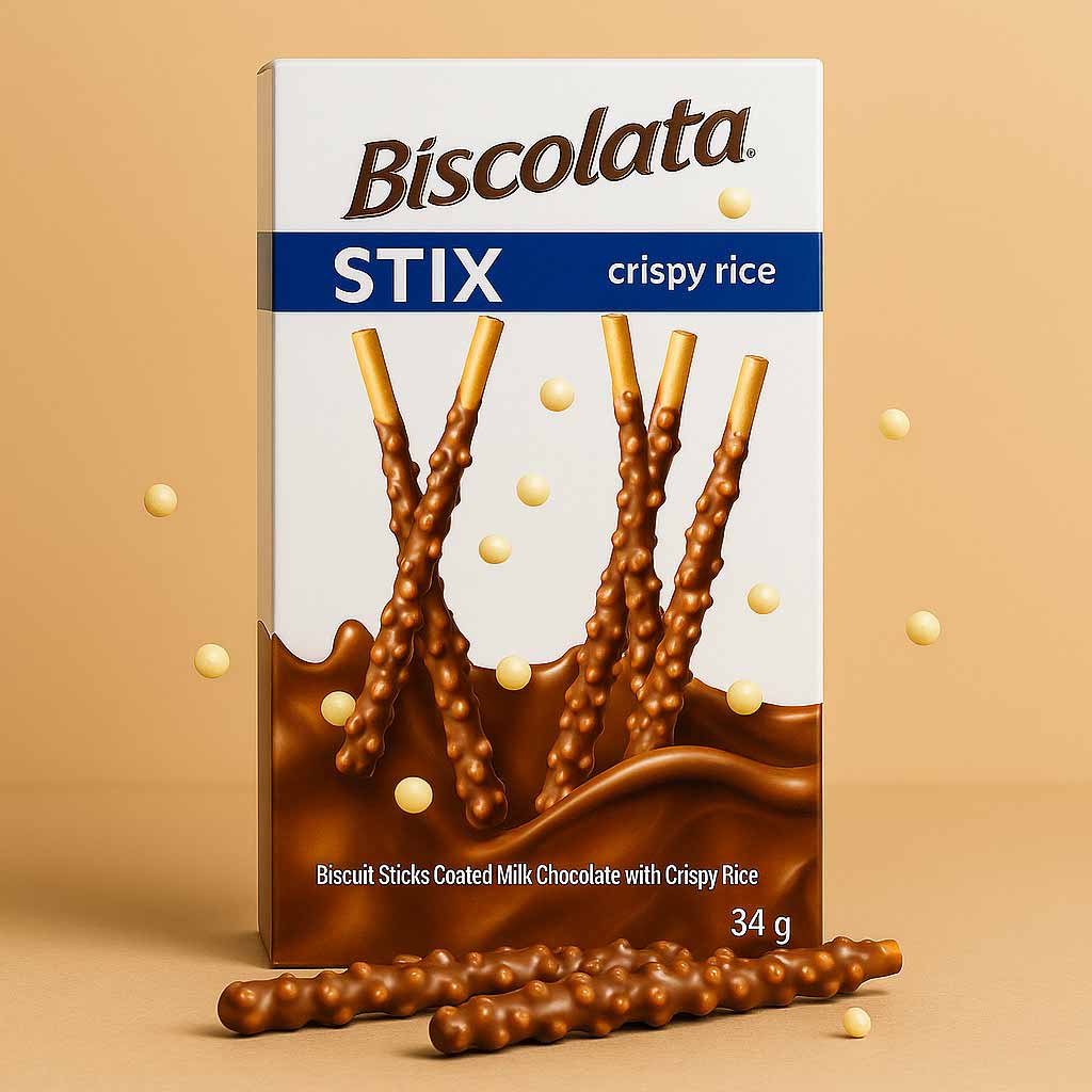 چوب شکلاتی برنجی بیسکولاتا 40 گرم | Biscolata Crispy Rice Stix 2 چوب شکلاتی برنجی بیسکولاتا 2