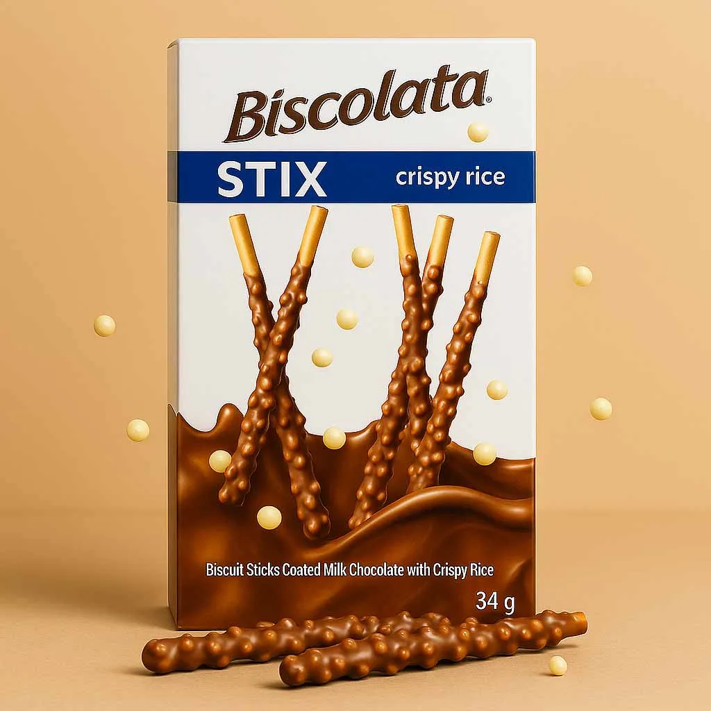 چوب شکلاتی برنجی بیسکولاتا 40 گرم | Biscolata Crispy Rice Stix 2 چوب شکلاتی برنجی بیسکولاتا 2