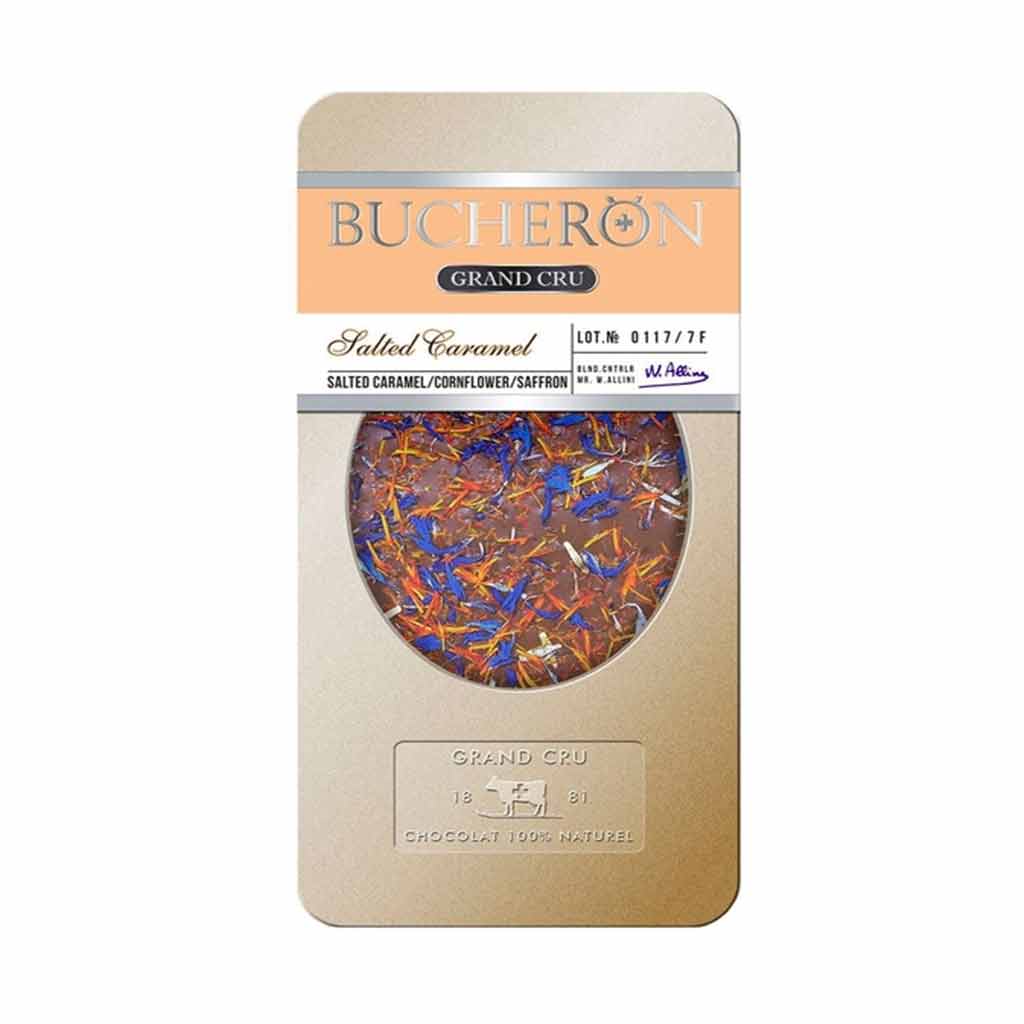 شکلات تختهای دارک بوچرون با طعم کارامل نمکی، گل ذرت و زعفران | Boucheron Dark Chocolate Salted Caramel, Cornflower & Saffron 1 خرید شکلات تختهای بوچرون کارامل نمکی